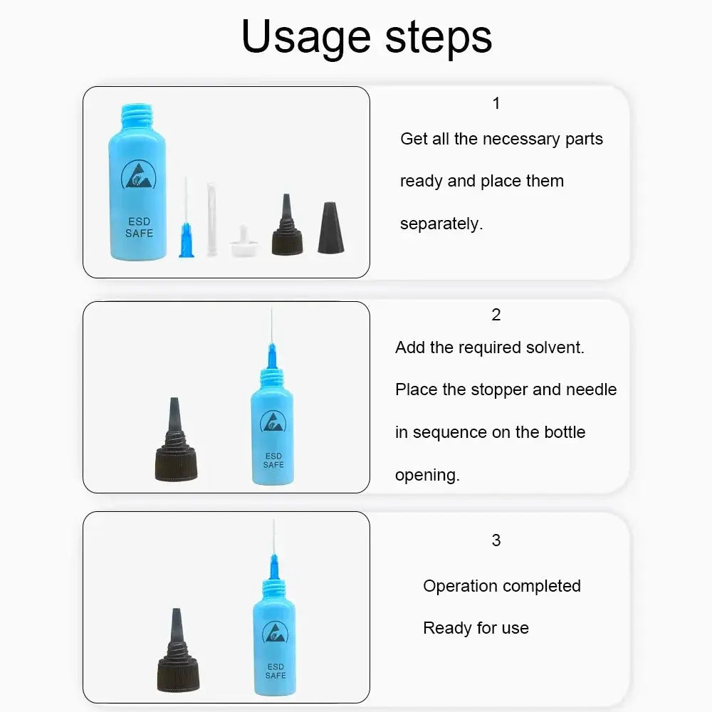 65ML Alcohol Dispensing Bottle With Needle Anti Static Solvent Water For Rosin Wash Mobile Phone Repair Leak Proof