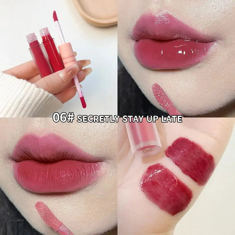 LuxeLips Double End Lip Glaze With Gloss And Matte Velvet Finish For Long Lasting Color And Hydration