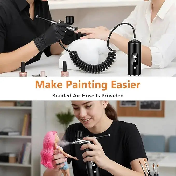 Cordless Handheld Airbrush Kit With High Pressure Nano Infusion For Nail Art Makeup Cake Decorating And Model Painting