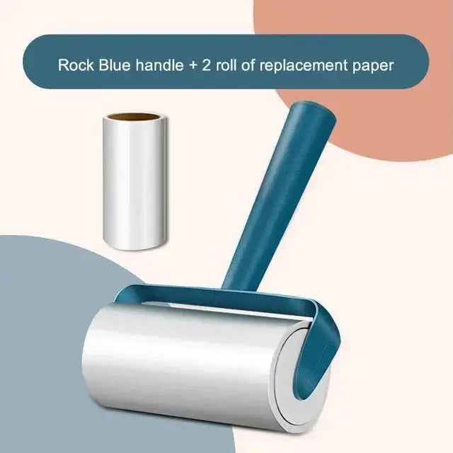 Simples Market blue-handle roller brush with 2 replacement paper rolls for pet hair removal