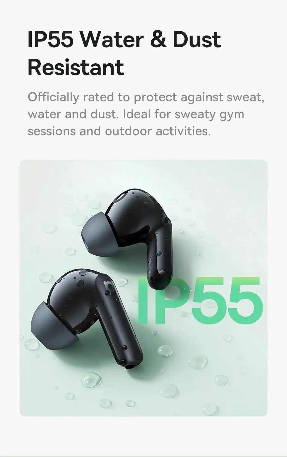Baseus Bass EP10/BP1 NC true wireless earbuds, pair in black with IP55 water/dust resistance
