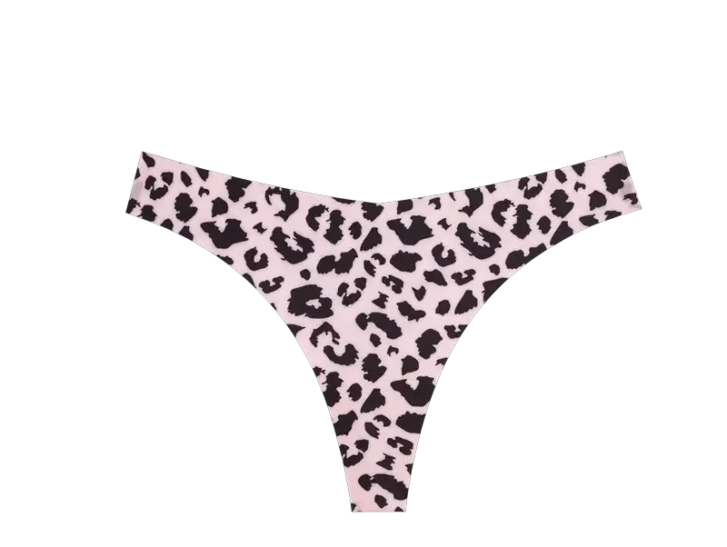 Thong underwear pink leopard print by Simples Market, seamless ultra-thin fabric