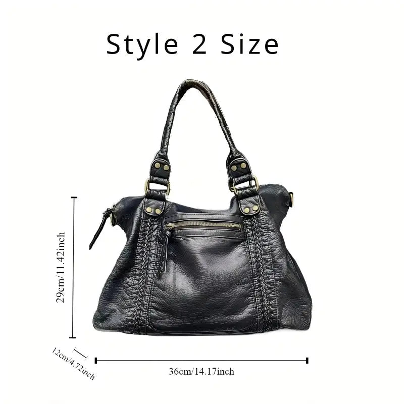 Y2K Spicy Girl one-shoulder crossbody bag by Simples Market in vintage washed black leather with braided detailing