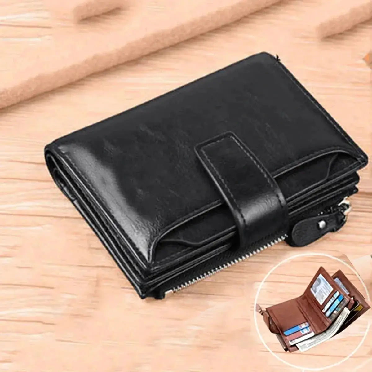 SecureGuard Men RFID Leather Wallet Pro With Zippered Coin Purse And Anti Theft Protection
