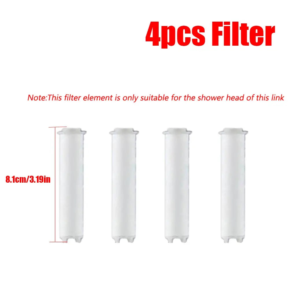Simples Market shower head filter cartridges, 4pcs white cylindrical filters, 8.1 cm tall