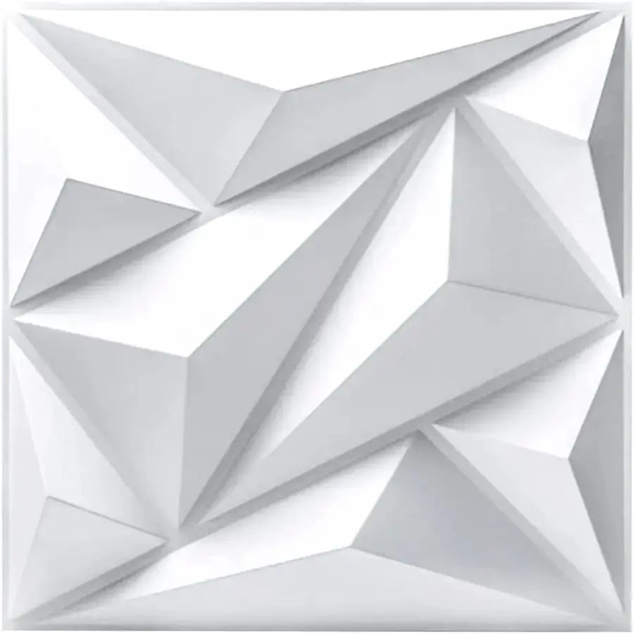 White 3D textured geometric wall panel tile for indoor decor, 30cmx30cm