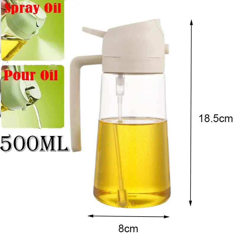 2 In 1 500ml Plastic Kitchen Oil Sprayer Bottle For Olive Oil Dispenser BBQ Baking Roasting
