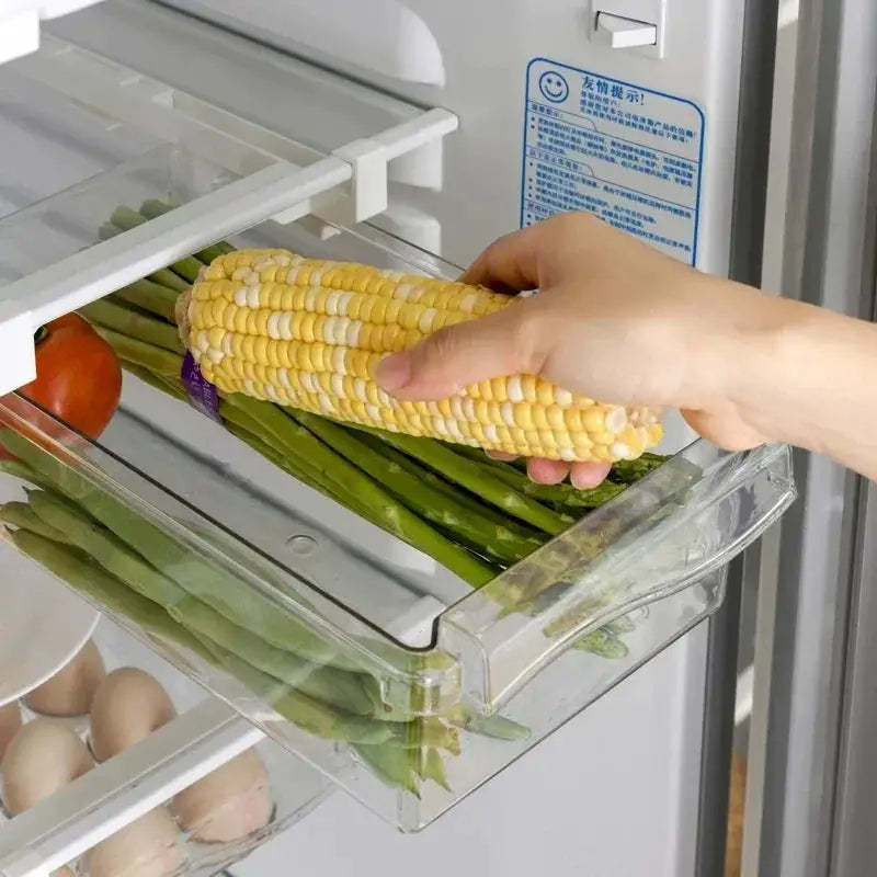 Refrigerator Drawer Style Food Storage Box With Sliding Design For Fruit And Produce Shelf Organizer