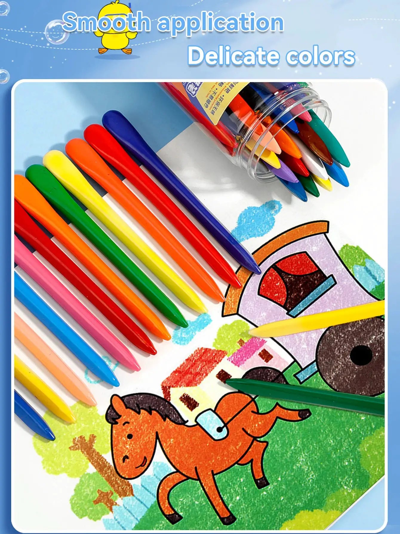 Double-headed triangle crayons by Simples Market, 12–36 colors, safe oil-painting sticks for kids