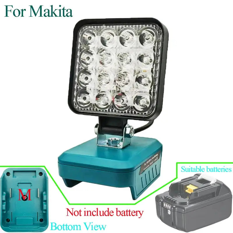 LED Flashlight Compatible With Makita DeWalt Milwaukee Bosch Ryobi Lithium Battery Packs Working Light For Camping