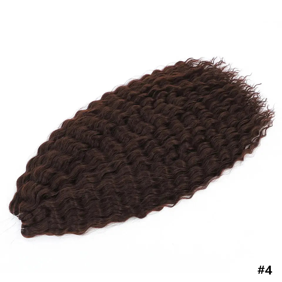 Ariel Curls crochet hair extension, water-wave deep curls in dark brown synthetic hair