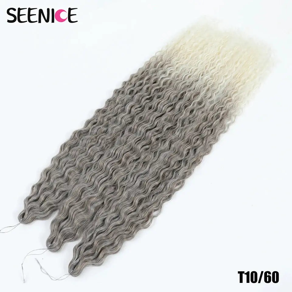 SEENICE Ariel Curl crochet hair extension, ombre gray to blonde, 22in synthetic braids