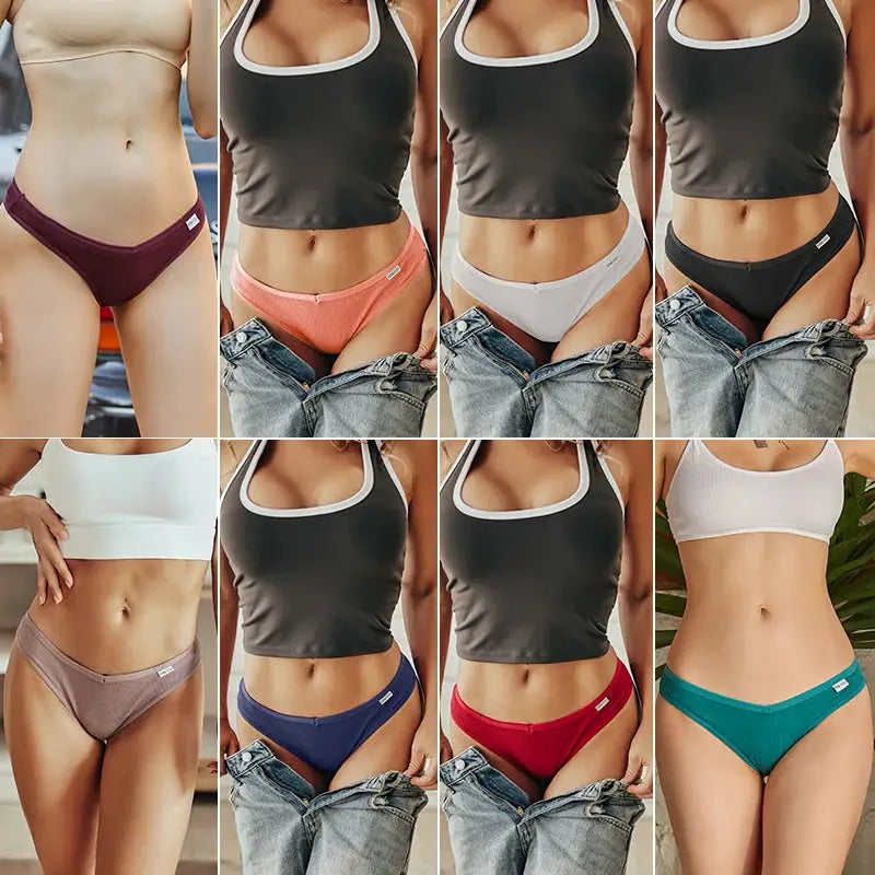 Panties set in multiple colors; cotton low-rise bikini briefs for women, FINETOO 3pc set by Simples Market