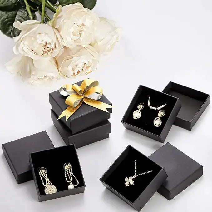 Black Square Jewelry Display Gift Box Organizer for Ring Earring Brooch Necklace Bracelet Engagement Packaging Boxes