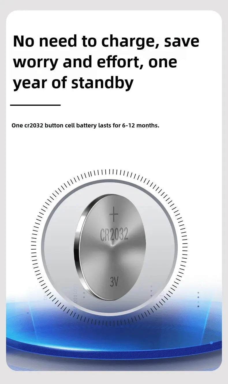 CR2032 coin cell battery, round silver 3V button battery for electronics