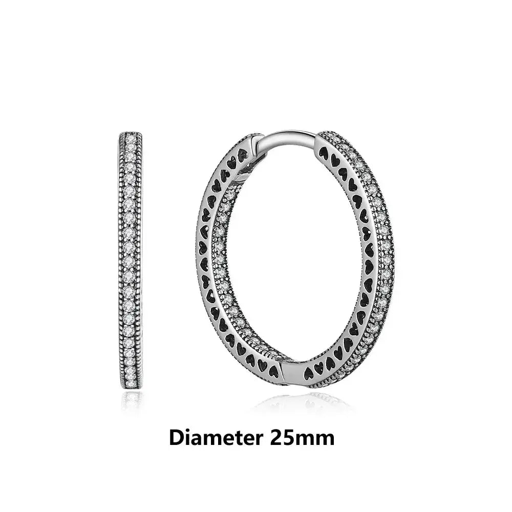 925 Sterling Silver Stud Hoop Earrings For Women Crystal Zircon Rose Gold Crown Heart Infinity Bee Design Jewelry