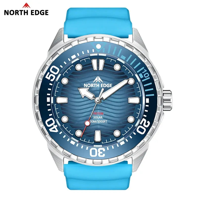 North Edge Triton-TI diving watch with blue dial and blue strap, 300m water resistant