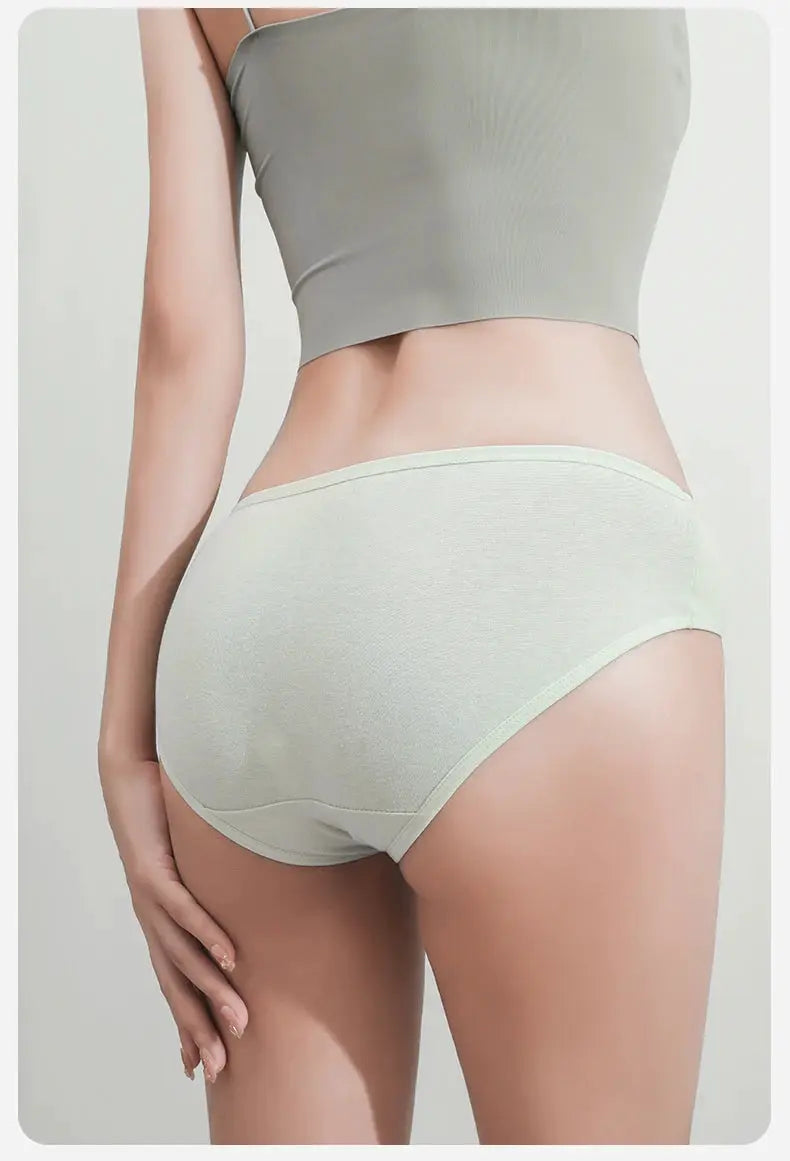 Simples Market cotton women panties, breathable light mint briefs with low-waist fit