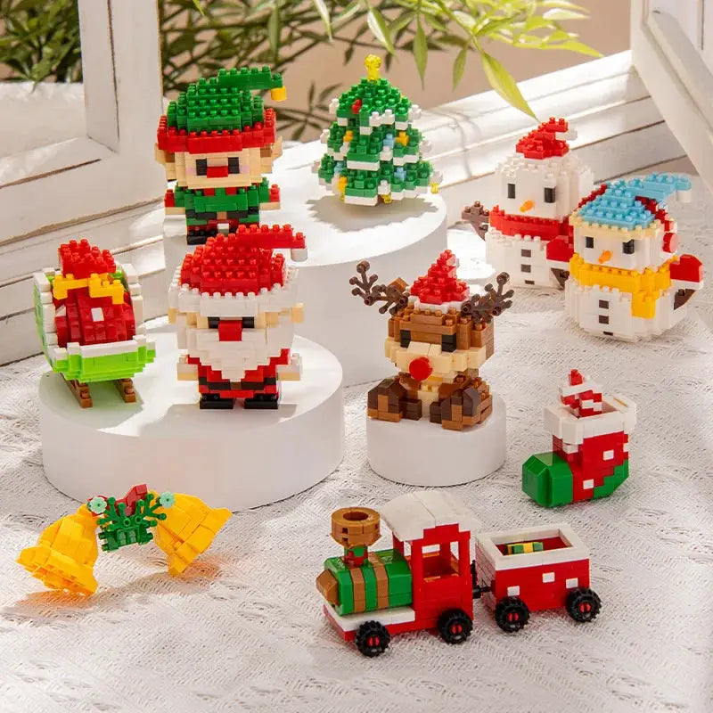 Christmas Micro Building Block Set Santa Claus and Reindeer Puzzle Table Decor for Kids and Adults