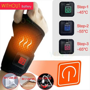 Simples Market heated wrist brace with adjustable breathable black strap for sports hand support; USB power options.
