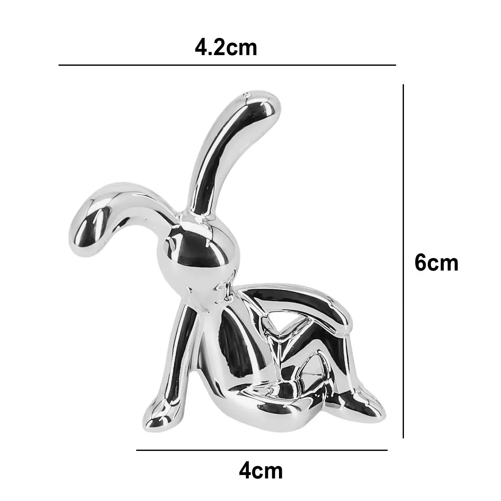 Cartoon rabbit chrome figurine decor for car interior center console and desk