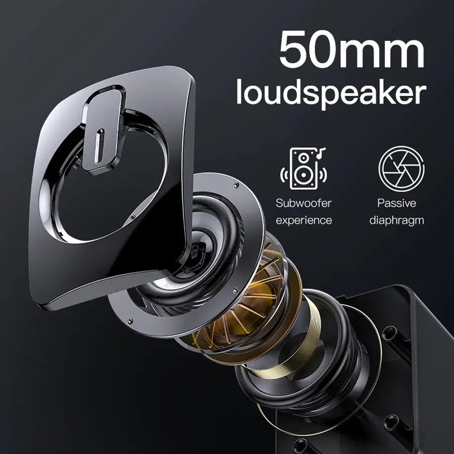 Computer speaker for PC and laptop; 50mm loudspeaker, black USB/Bluetooth portable sound box