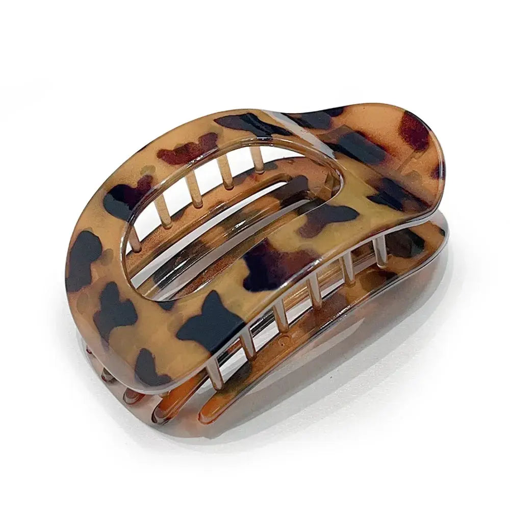 LuxeHair Oval Leopard Hair Claw Clip Curved Matte Acrylic For Secure All Day Hair Styling