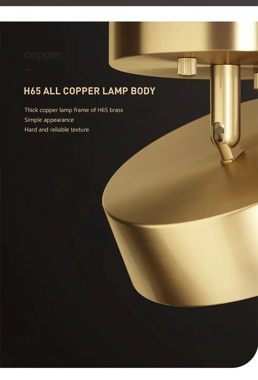 Copper ceiling LED light fixture by Simples Market; round brass-colored lamp body