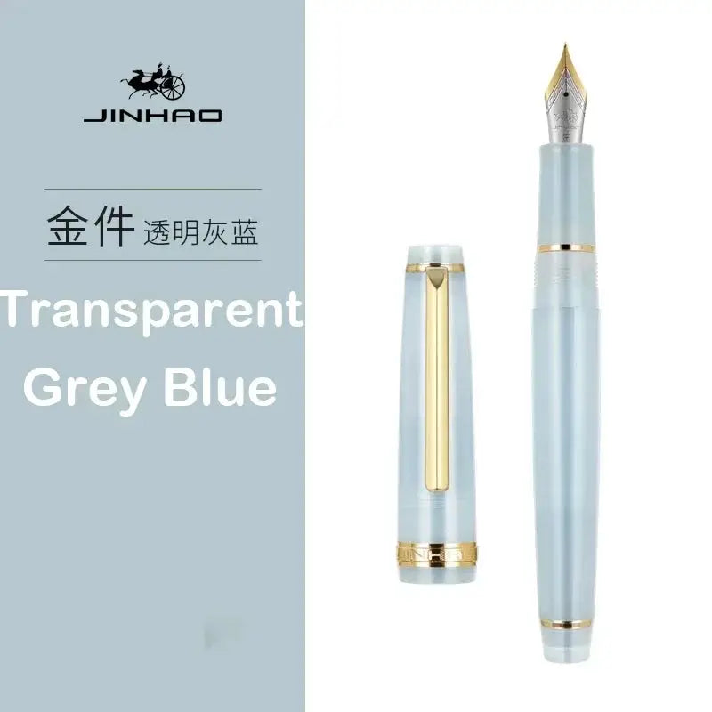 Jinhao 82 fountain pen in transparent grey-blue with gold trim and gold nib