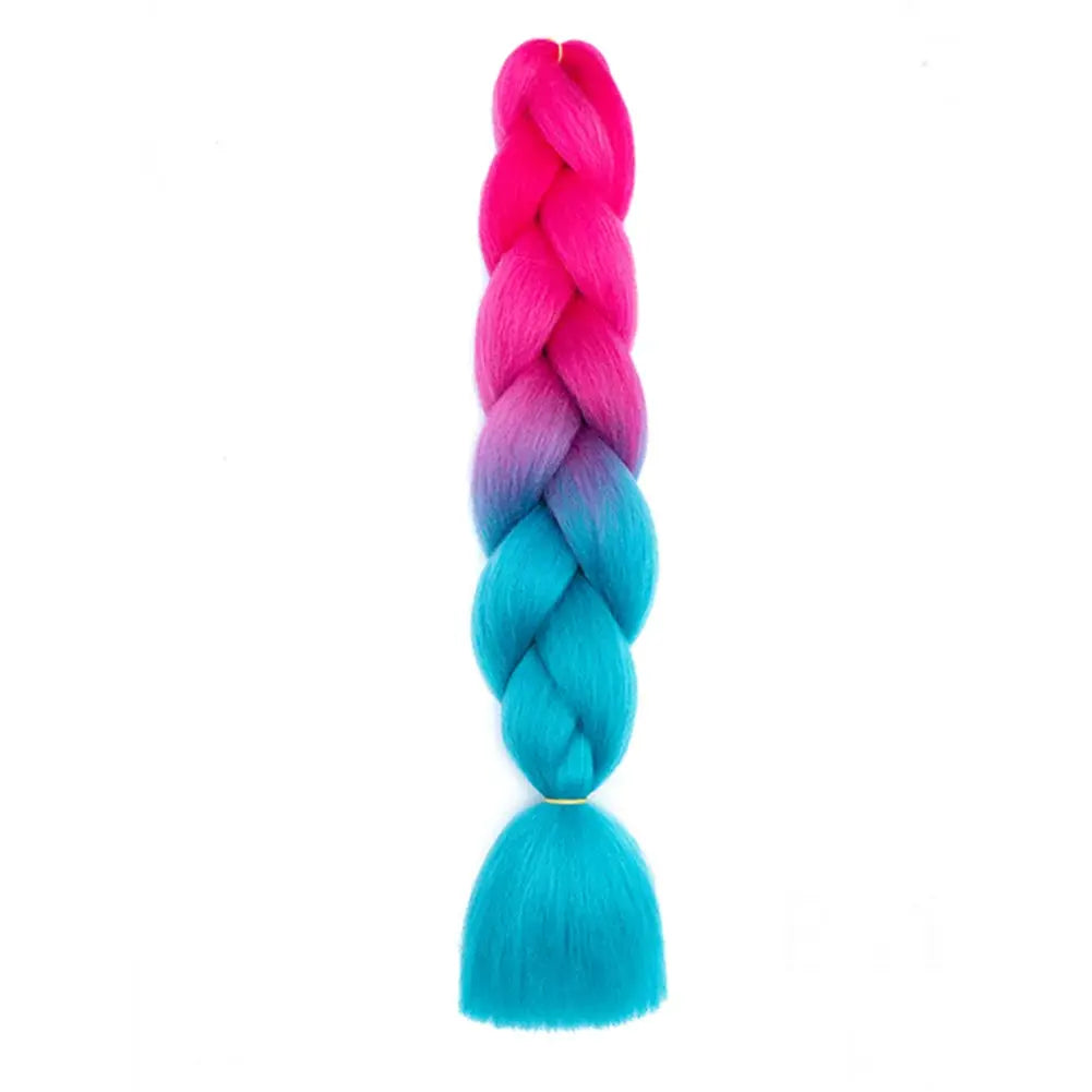 24in DIY jumbo crochet braiding hair by Simples Market, Afro ombre pink to turquoise, synthetic
