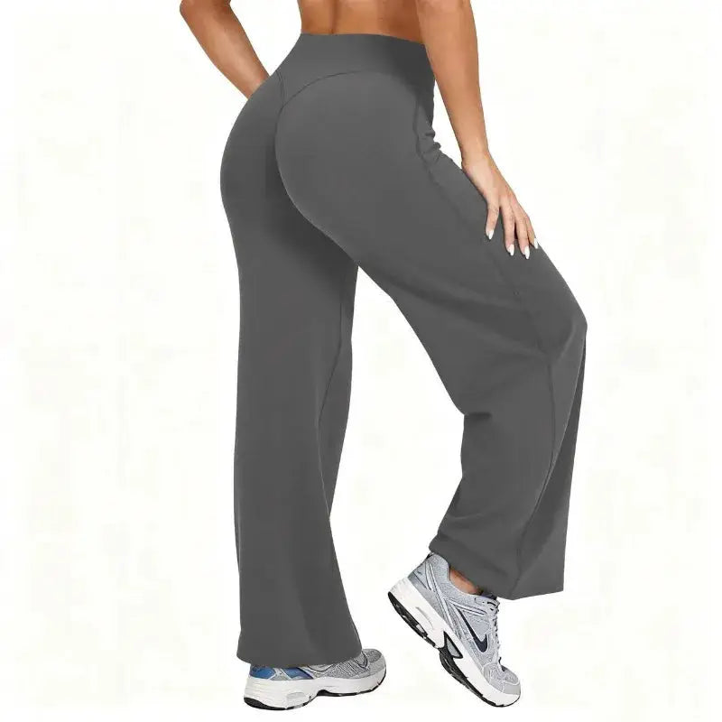 FlexiWear Plus Size Yoga Pants Wide Leg High Waist Ankle Length Comfort For Running And Pilates