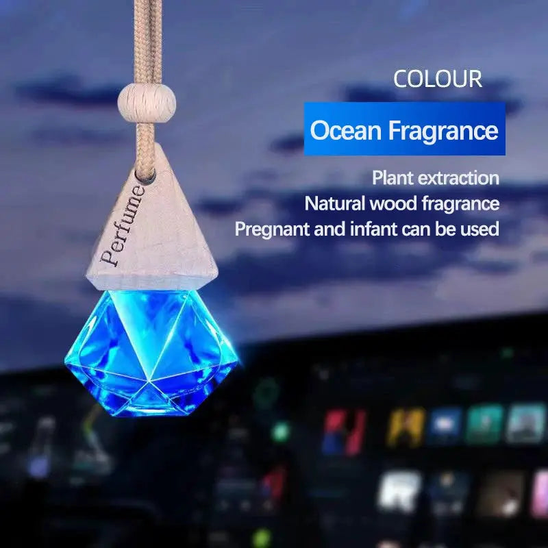 Auto Aromatherapy Fragrance Pendant Bottle Diffuser Car Hanging Glass Crystal Ornament For Home And Vehicle