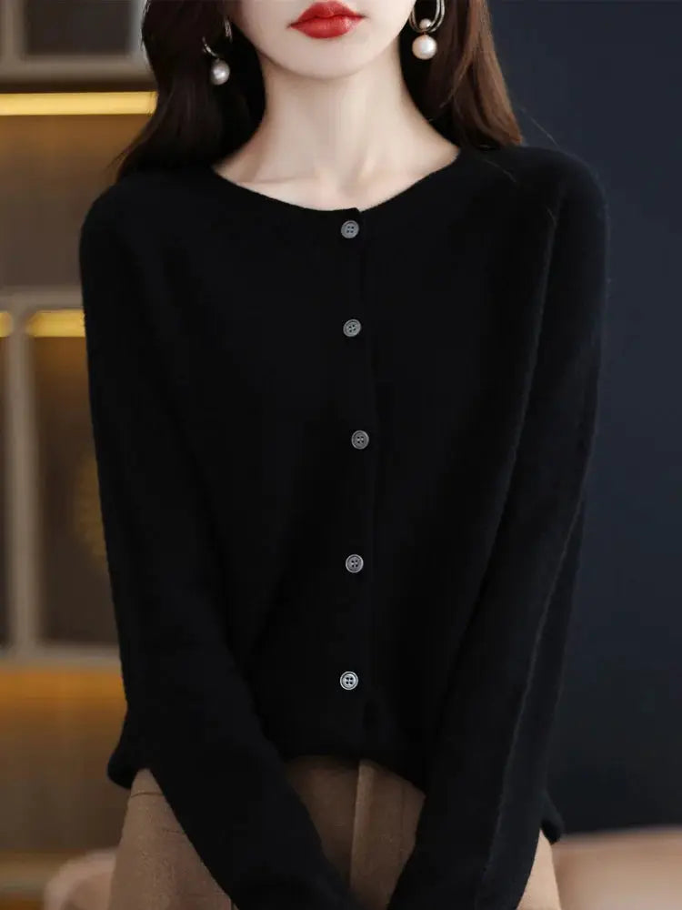 Everluxe Merino Wool Cardigan For Women With One Hundred Percent Australian Merino Softness For Autumn And Winter