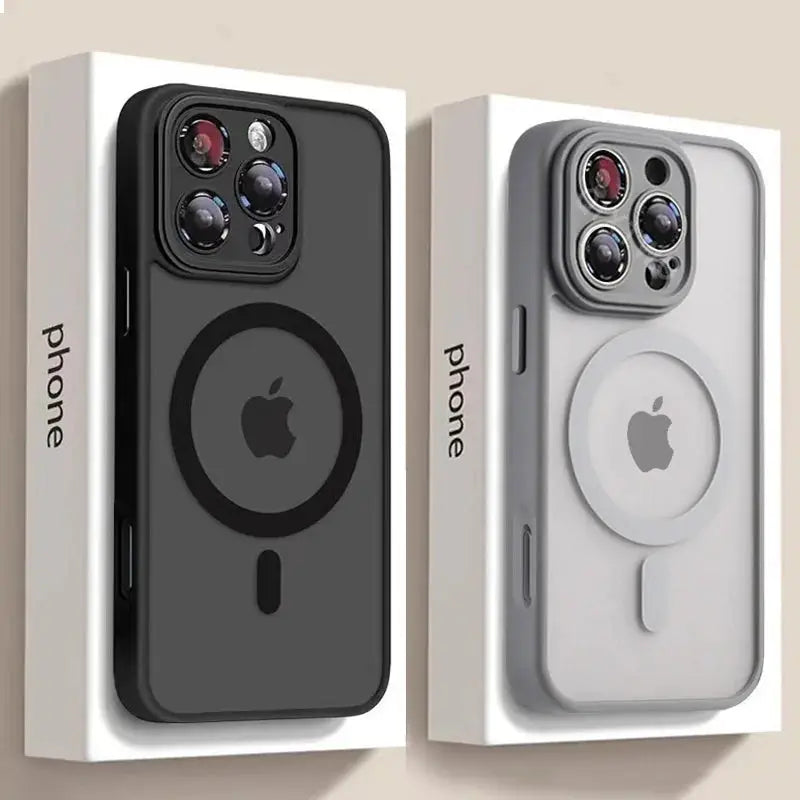 Simples Market luxury matte MagSafe iPhone case, shockproof armor; black and gray 2-pack