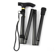 Telescopic walking stick by Simples Market, black aluminum alloy trekking pole folding cane with strap