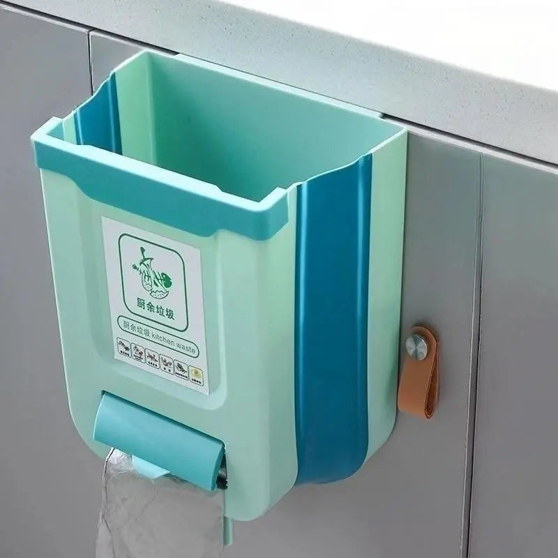 Folding Trash Can Kitchen Wall Mounted And Cabinet Door Mounted Space Saving Trash Bin For Kitchen And Vehicle