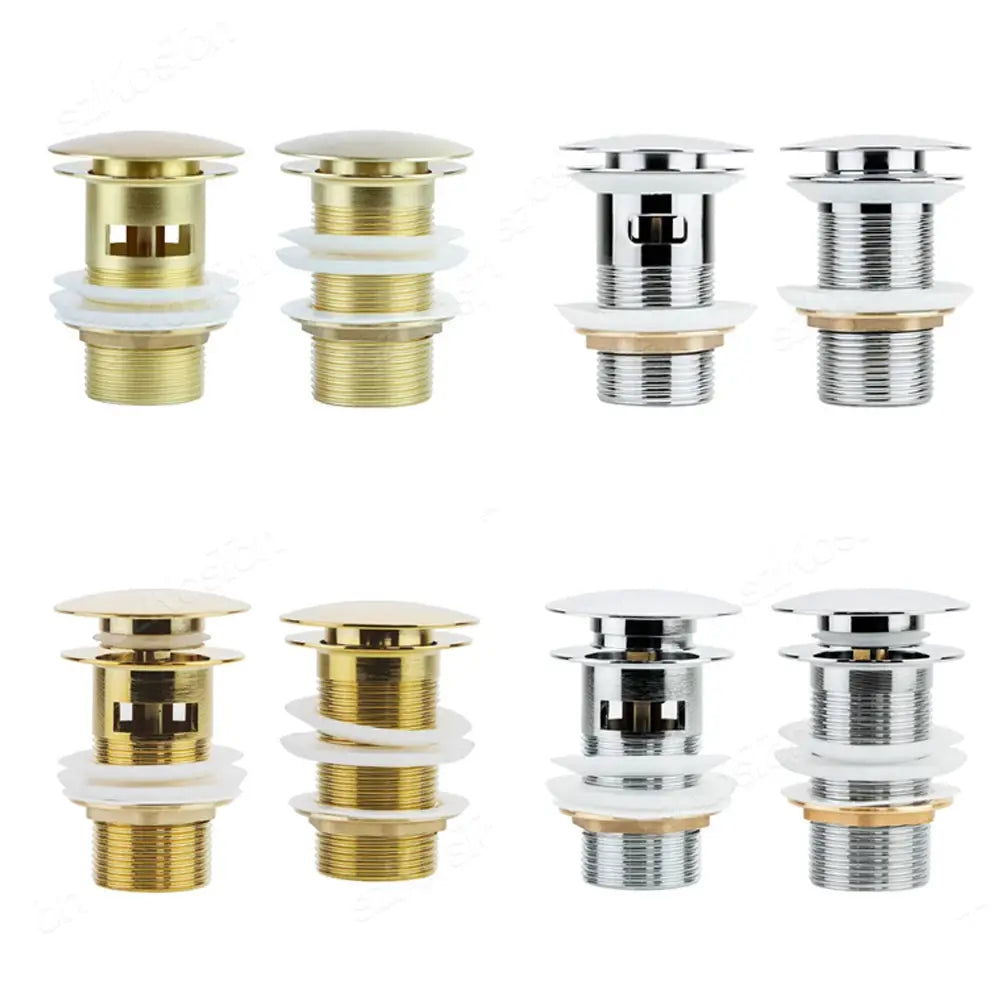 Pop-up sink drain stoppers in gold and chrome finish by Simples Market, 8-pack