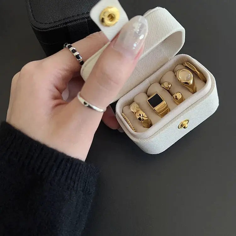 Mini Portable Leather Jewelry Storage Box Travel Organizer For Rings Necklaces And Earrings Gift