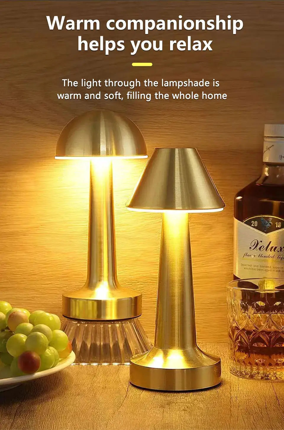 Simples Market LED table lamp set of two, gold metal desk lights for bar or coffee table