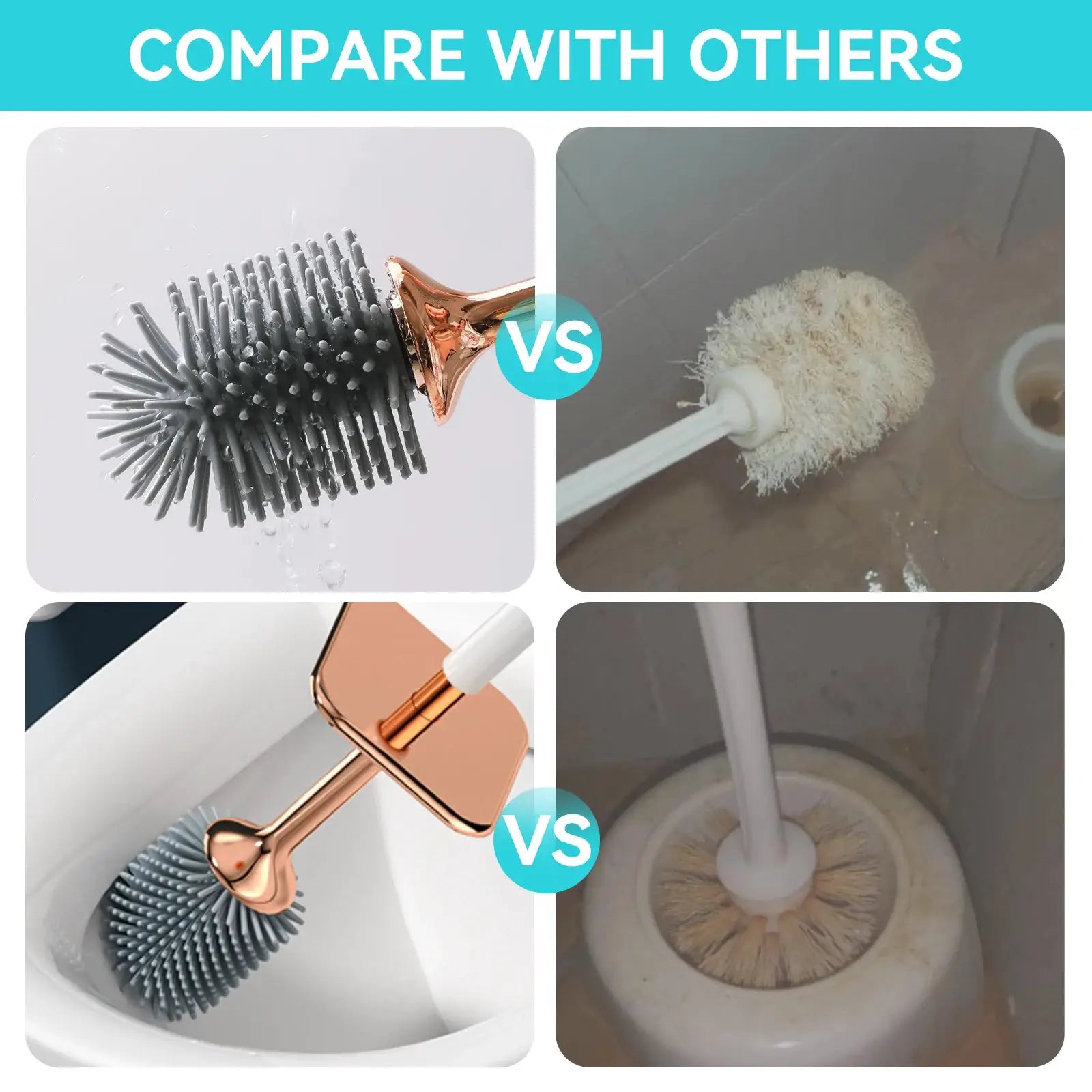Aokala Toilet Brush And Holder Silicone Set With Long Handle For Deep Cleaning In Modern Bathroom Design