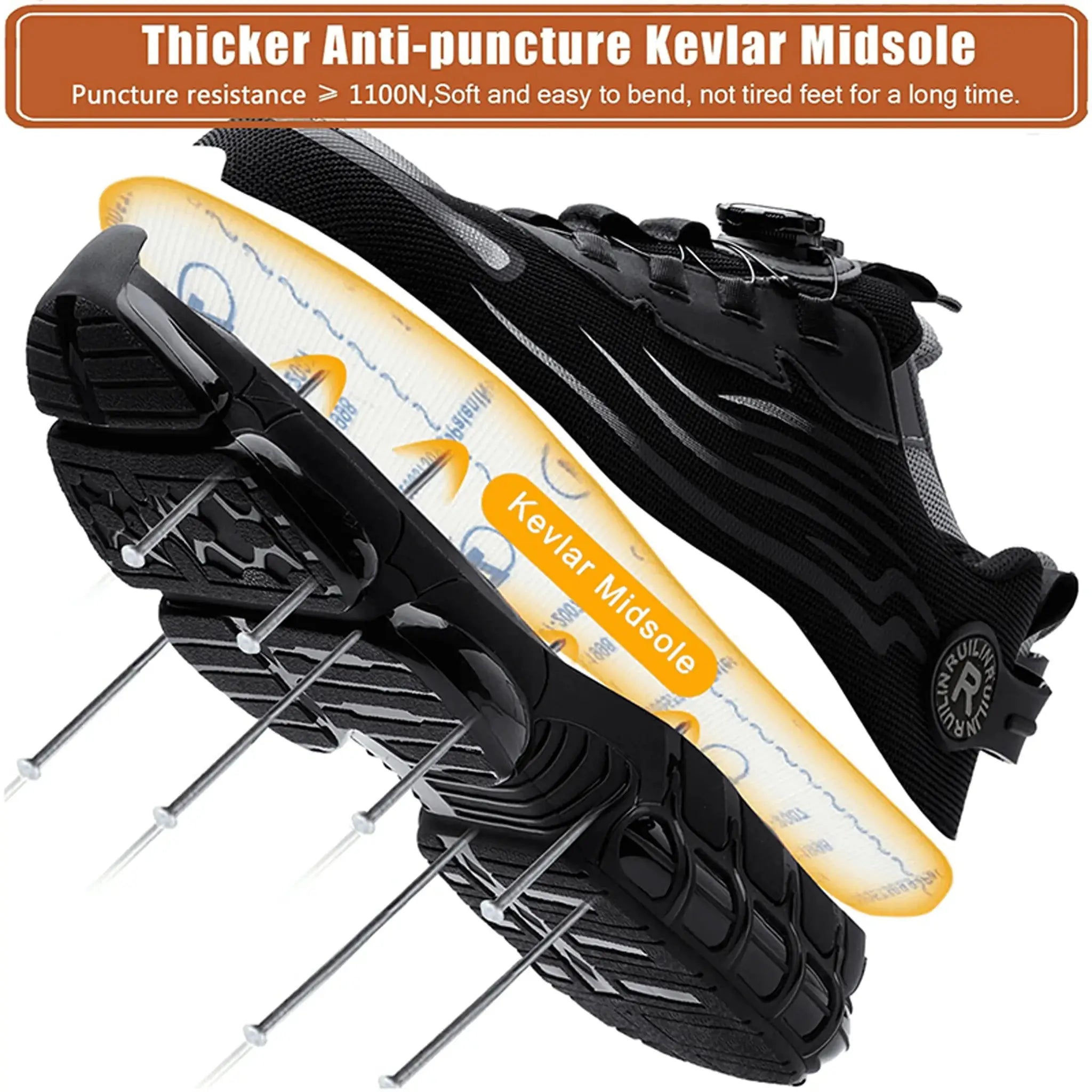 Indestructible Steel Toe Safety Shoes For Men With Slip Resistant And Abrasion Resistant Outsole Work Sneakers