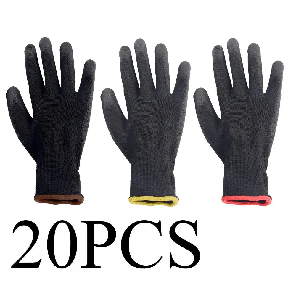 20 50 Pcs Nylon PU Coated Work Gloves Non Slip Durable Safety Gloves for Work and Camping