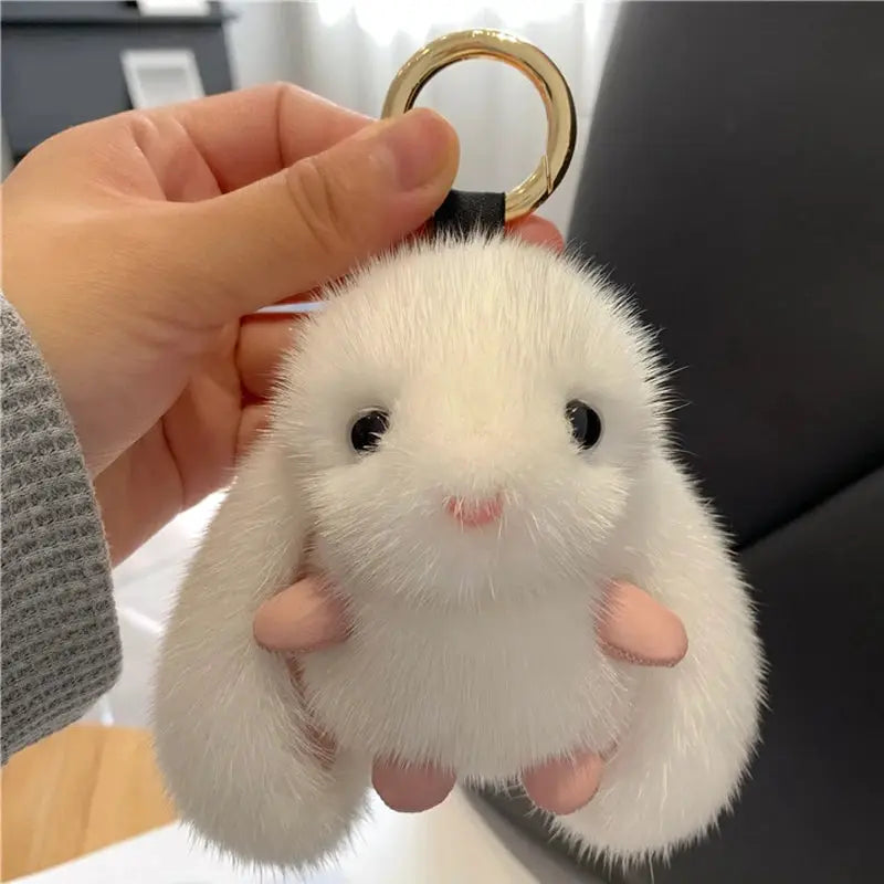 15cm Fluffy Rabbit Fur Pom Pom Keychain Bunny Toy Bag Decoration Soft Cute Gift for Girls