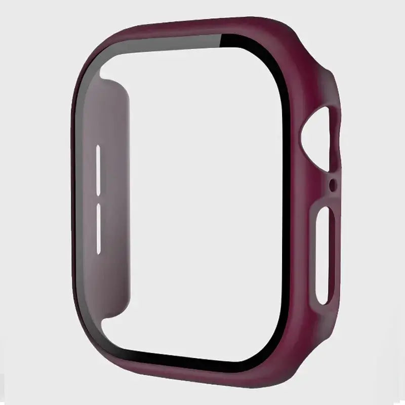 Simples Market Apple Watch tempered glass case and screen protector in burgundy bumper for 38-46mm models