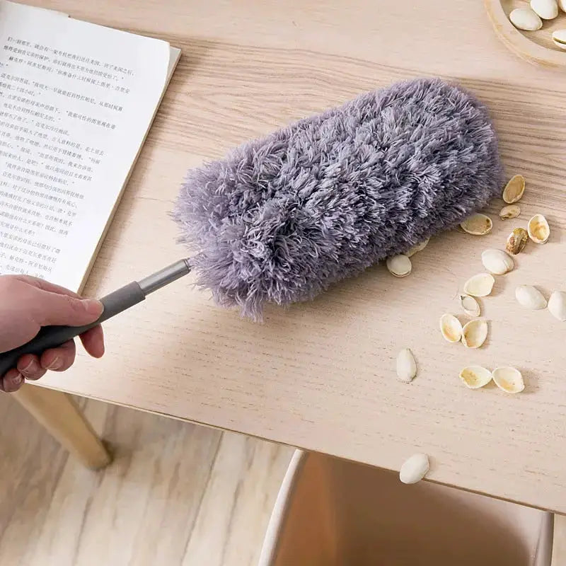 Retractable Duster With Stainless Steel Long Handle And Microfiber Dusting Head For Car And Home Cleaning