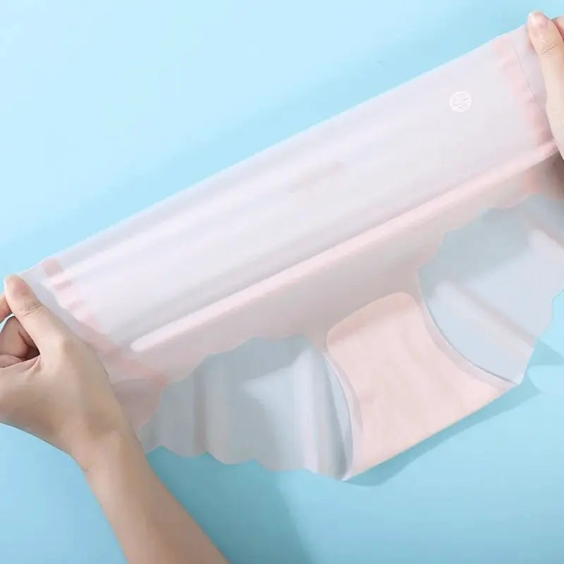 Simples Market ultra-thin ice-silk panties set, pink low-rise briefs