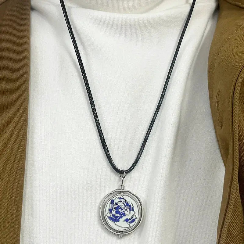 Arcane Jinx Blue Rose Rotatable Cosplay Necklace Backpack Pendant Halloween Party Gift For Fans