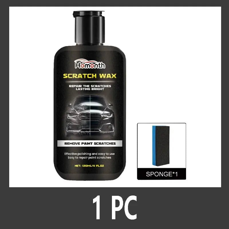 Car scratch repair wax bottle with sponge, black container, 1 pc