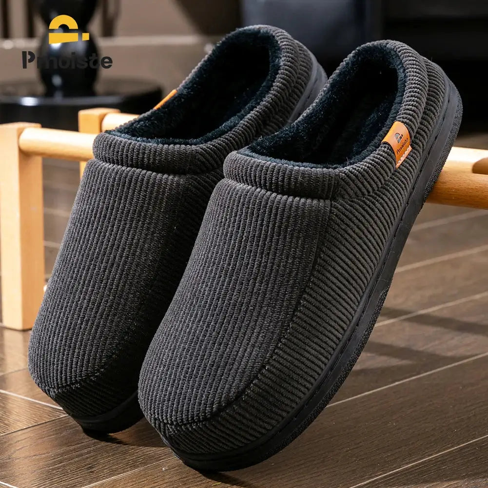 CozyStride Mens Corduroy Slippers With Memory Foam Insole And Non Slip TPR Sole For All Day Comfort