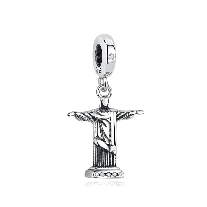 925 Sterling Silver Travel Theme Charms Beads London Bus Paris Suitcase Sam Panda Bracelets Necklaces Women DIY Jewelry